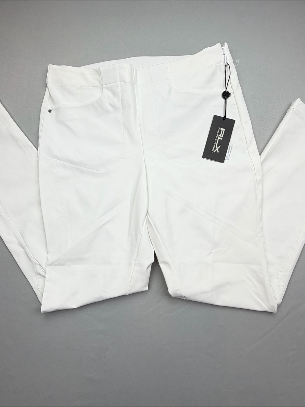 New RLX Ralph Lauren White Golf Trousers, Stretch Fabric, Size 8